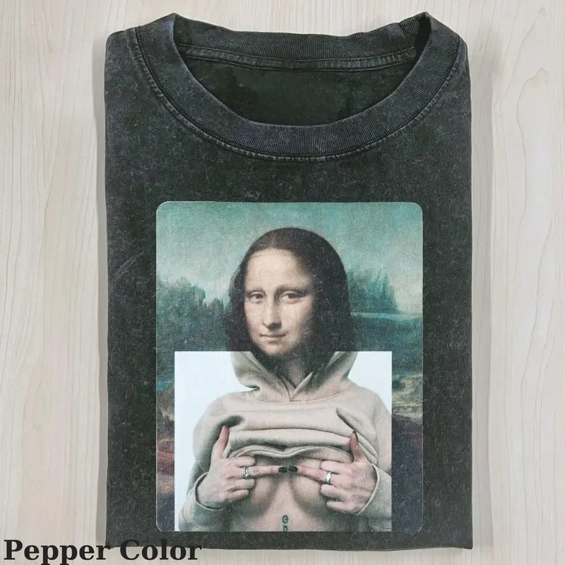 Funny Character Vintage Mona Lisa Love Meme Cringe - Adult & Kids T-Shirts, Sweatshirts & Hoodies apparel design preview 1
