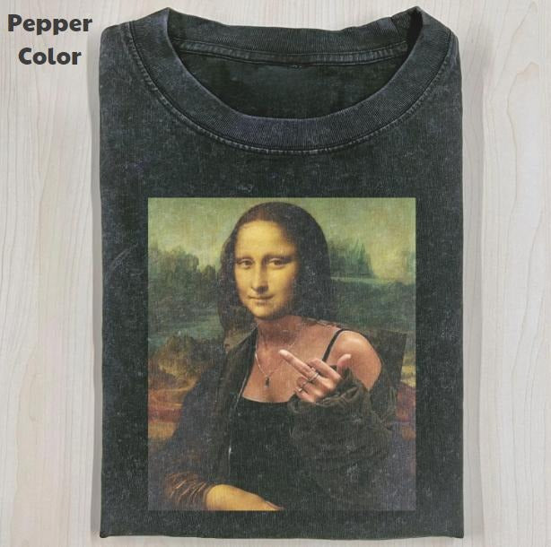 Funny Character Vintage Mona Lisa Middle Finger Meme - Adult & Kids T-Shirts, Sweatshirts & Hoodies apparel design preview 1