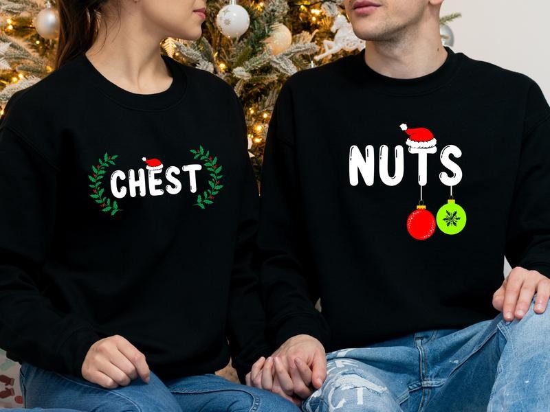 Funny 2023 Couples Chest Nuts Matching Parents X Mas - Adult & Kids T-Shirts, Sweatshirts & Hoodies apparel design preview 1
