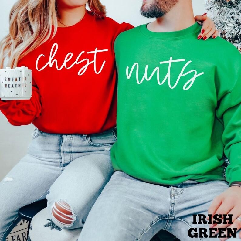 Funny Couples Chest Nuts Matching Cute Couple Xmas - Adult & Kids T-Shirts, Sweatshirts & Hoodies apparel design preview 1