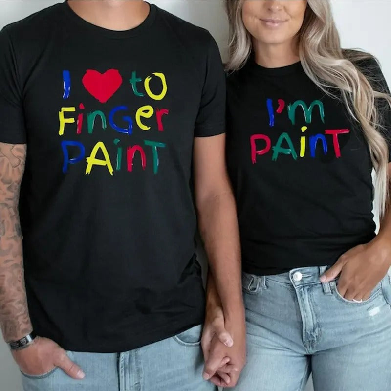 Funny Couples Matching Valentine I Love Finger Paint - Adult & Kids T-Shirts, Sweatshirts & Hoodies apparel design preview 1