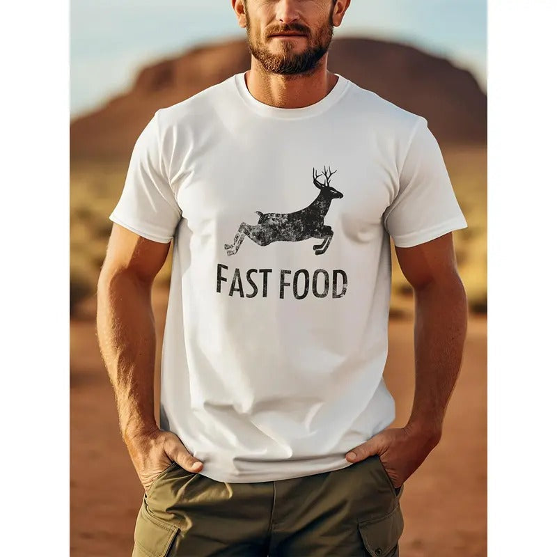 Funny Deer Hunting Short Sleeve Fast Food Print - Adult & Kids T-Shirts, Sweatshirts & Hoodies apparel design preview 1