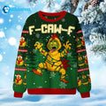 Funny Green Rooster F-Caw-F Ugly Christmas Sweater - Holiday Gift product image
