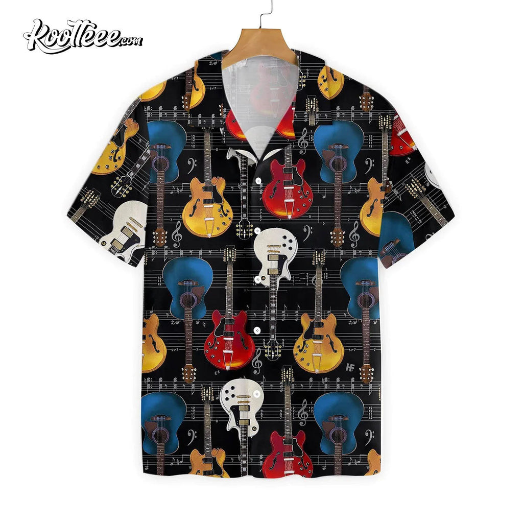 Funny Guitar Pattern Music Lover Guitarist Hawaiian - Adult & Kids T-Shirts, Sweatshirts & Hoodies apparel design preview 1
