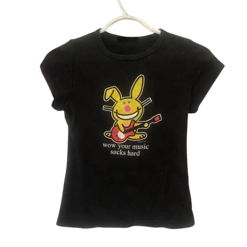 Funny Happy Bunny Baby Fitted Y2k Top Streetwear - Adult & Kids T-Shirts, Sweatshirts & Hoodies apparel design preview 1