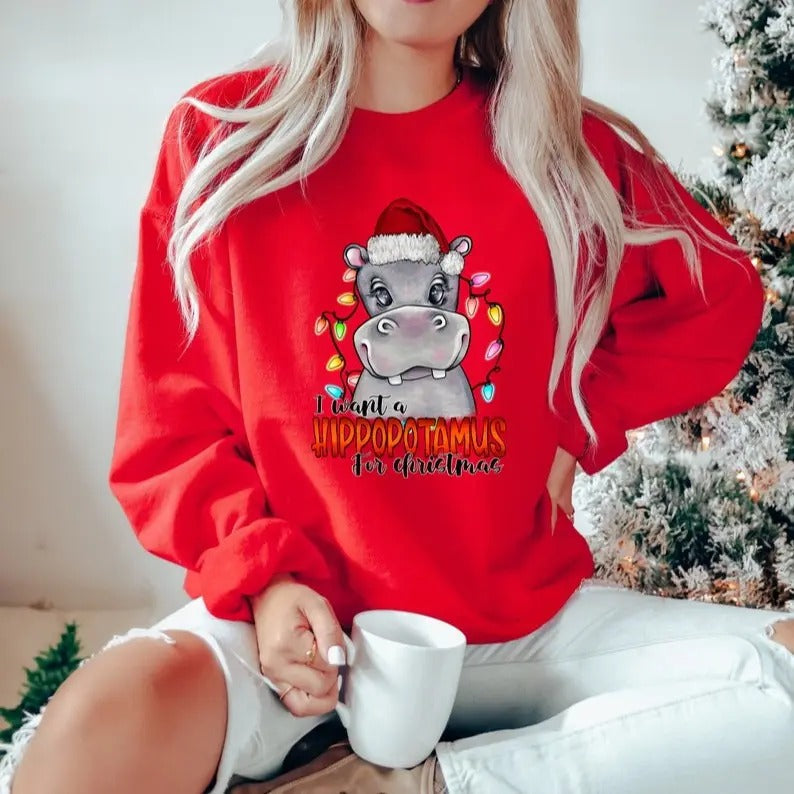 Funny I Want Hippopotamus Festive Family Perfect All - Adult & Kids T-Shirts, Sweatshirts & Hoodies apparel design preview 1