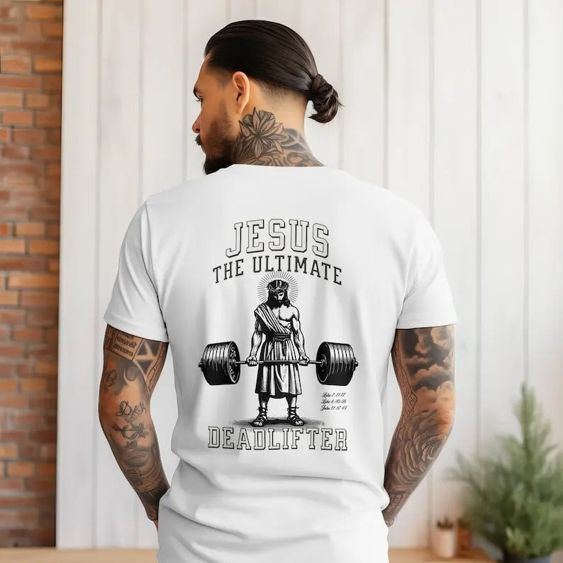 Funny Jesus Deadlifter Scripture Christian - Adult & Kids T-Shirts, Sweatshirts & Hoodies apparel design preview 1