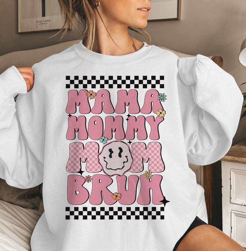 Funny Mama Mommy Mom Bruh Quotes Checkered - Adult & Kids T-Shirts, Sweatshirts & Hoodies apparel design preview 1
