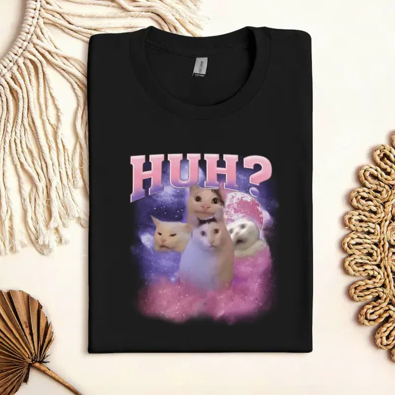 Funny Meme Huh Cat - Adult & Kids T-Shirts, Sweatshirts & Hoodies apparel design preview 1