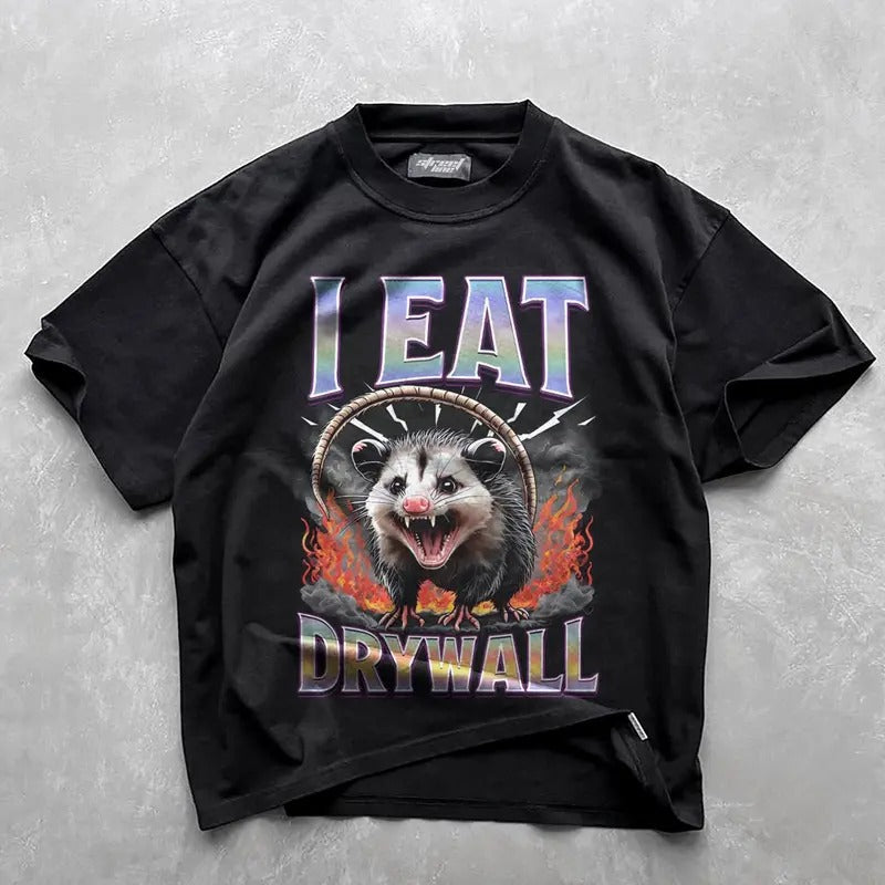 Funny Meme I EAT DRYWALL Joke Opossum Hilarious - Adult & Kids T-Shirts, Sweatshirts & Hoodies apparel design preview 1