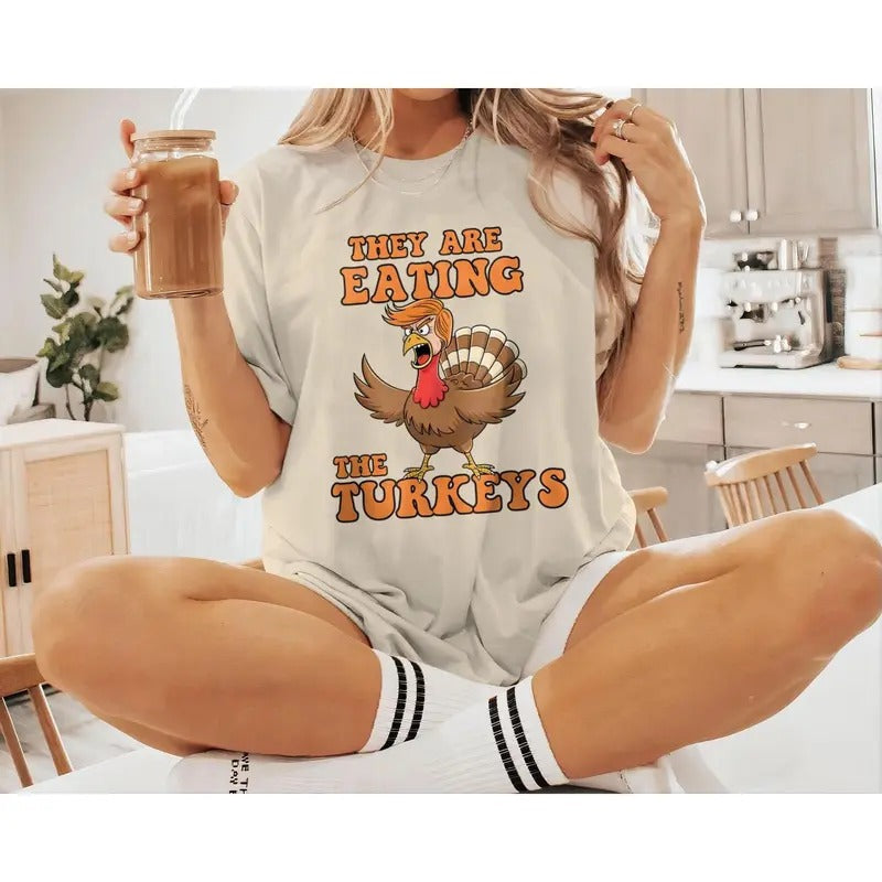 Funny Political Turkey Thanksgiving Trump Humor Fall - Adult & Kids T-Shirts, Sweatshirts & Hoodies apparel design preview 1