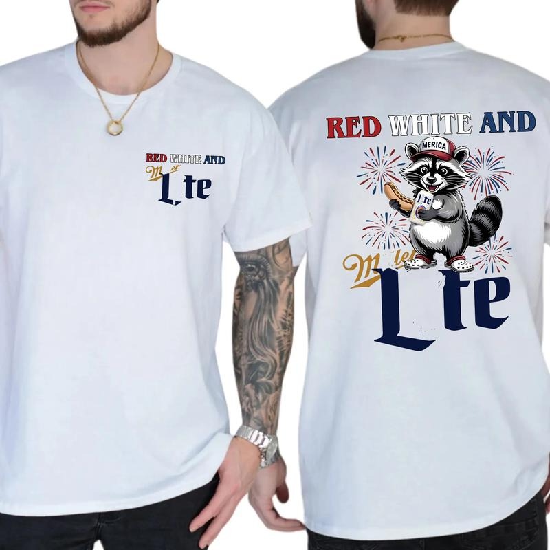 Funny Raccoon 4th July 2 Sides Independence Day - Adult & Kids T-Shirts, Sweatshirts & Hoodies apparel design preview 1
