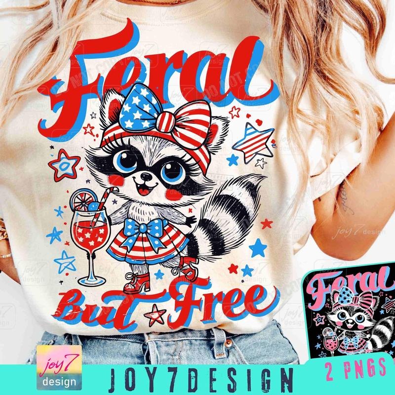 Funny Raccoon Feral Bur Free 4th July Freedom Sarcasm - Adult & Kids T-Shirts, Sweatshirts & Hoodies apparel design preview 1