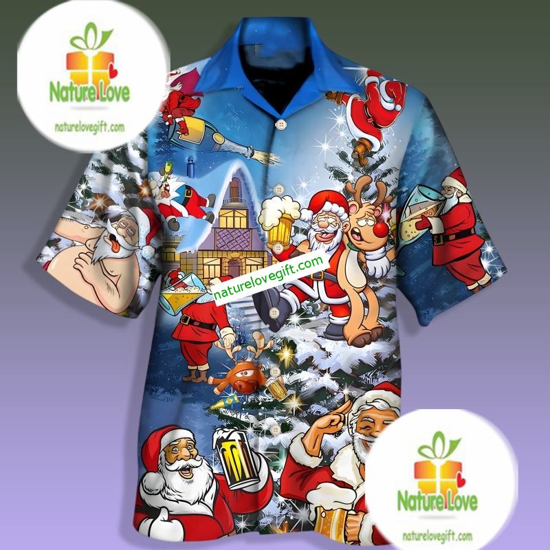 Funny Reindeer And Santa Claus Drinking Beer Meme - Adult & Kids T-Shirts, Sweatshirts & Hoodies apparel design preview 1