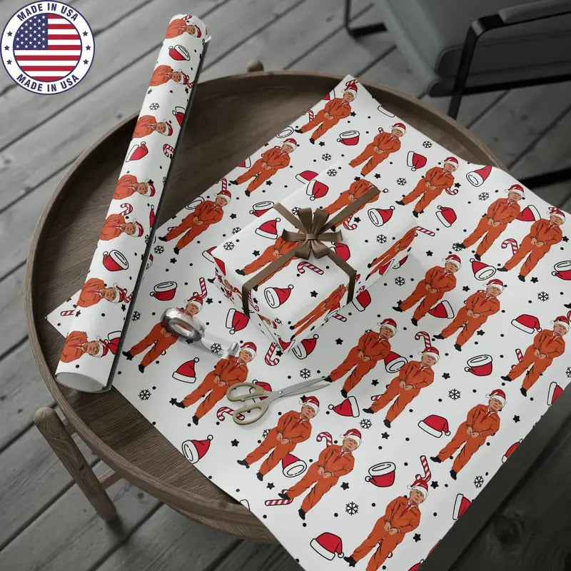 Funny Trump Orange Prison Suit Wrapping Paper Pro - Adult & Kids T-Shirts, Sweatshirts & Hoodies apparel design preview 1