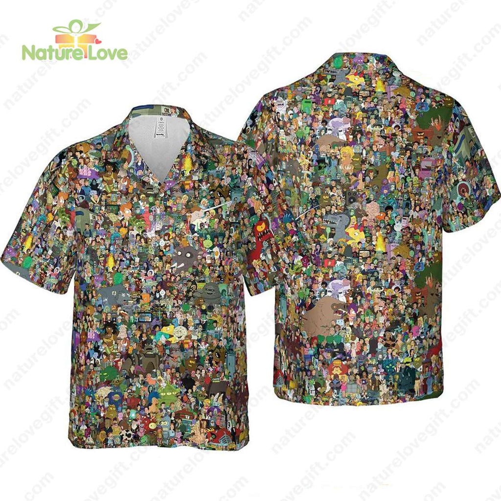Futurama Comics Characters Hawaiian - Adult & Kids T-Shirts, Sweatshirts & Hoodies apparel design preview 1