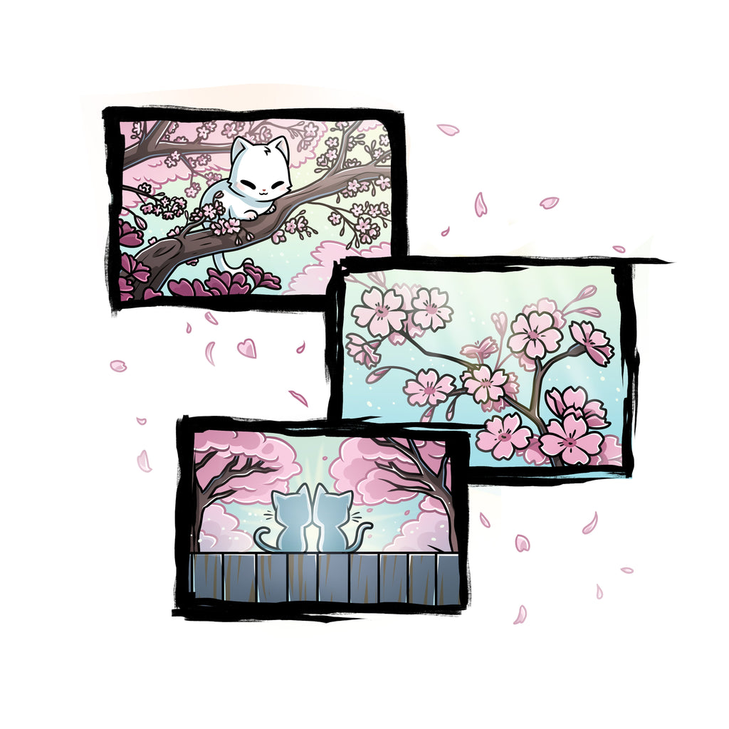 Cherry Blossom Cats - Adult & Kids T-Shirts, Sweatshirts & Hoodies apparel design preview 1