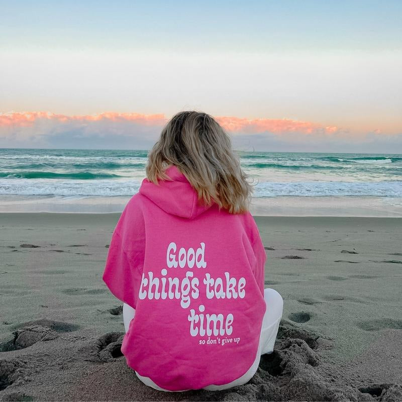 GOOD THINGS TAKE TIME Fit Causal Jumper)) Cotton - Adult & Kids T-Shirts, Sweatshirts & Hoodies apparel design preview 1
