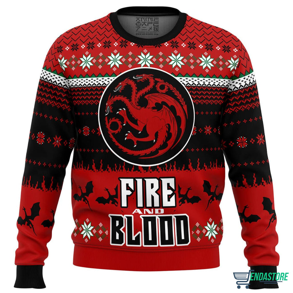 GOT Fire and Blood 3D Ugly Christmas Sweater - Holiday Gift product image