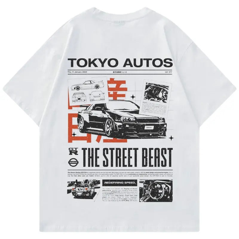 GTR R34 Vintage Car Enthusiast 90'S - Adult & Kids T-Shirts, Sweatshirts & Hoodies apparel design preview 1