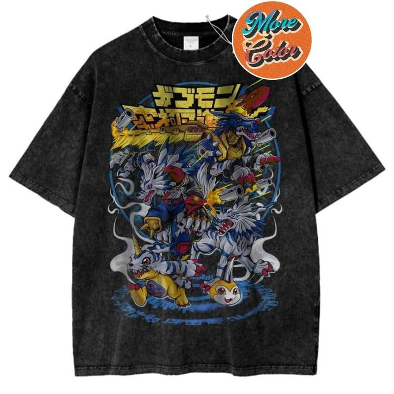 Gabumon Evolutions Digimon Anime Vintage Cotton Crew - Adult & Kids T-Shirts, Sweatshirts & Hoodies apparel design preview 1