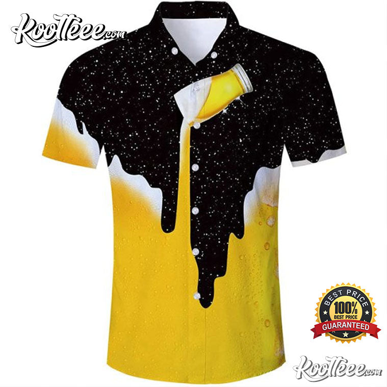 Galaxy Pouring Beer Funny Hawaiian - Adult & Kids T-Shirts, Sweatshirts & Hoodies apparel design preview 1