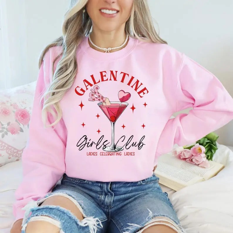 Galentine Cupid Cocktail Club Social Preppy - Adult & Kids T-Shirts, Sweatshirts & Hoodies apparel design preview 1