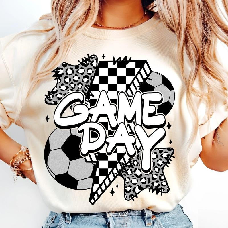 Game Day Soccer Retro Coquette Mama Bow Team Spirit - Adult & Kids T-Shirts, Sweatshirts & Hoodies apparel design preview 1