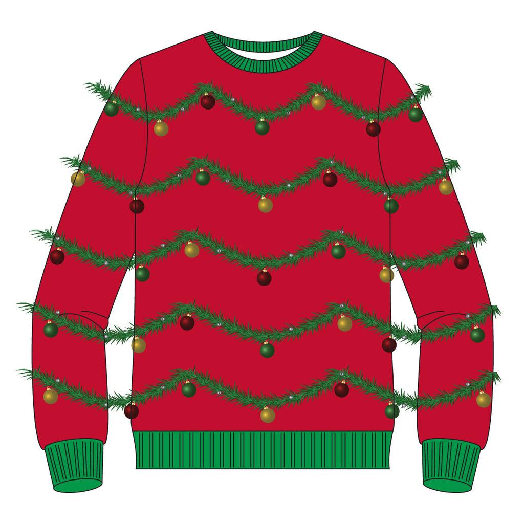Red 3D Garland & Ornament 3D Ugly Christmas Sweater - Holiday Gift product image 2