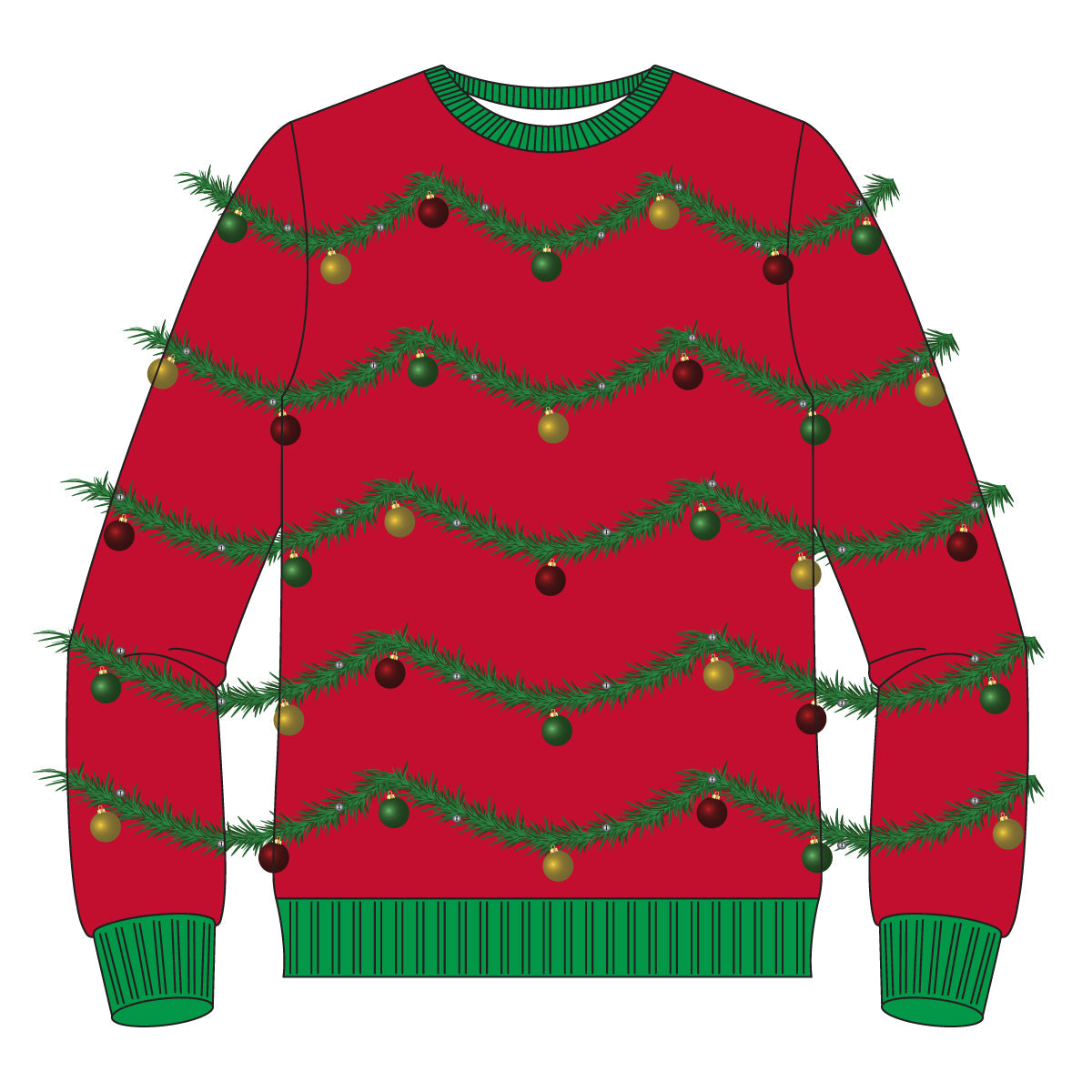 Red 3D Garland & Ornament 3D Ugly Christmas Sweater - Holiday Gift product image 2