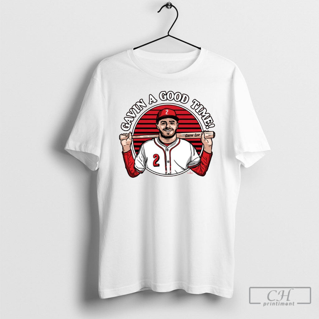 Gavin A Good Time Lux Cincinnati Reds Mlb Painting - Adult & Kids T-Shirts, Sweatshirts & Hoodies apparel design preview 1