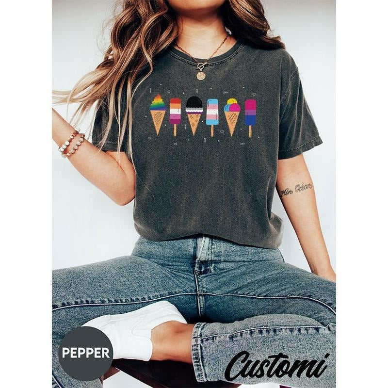 Gay Ice Cream LGBTQ Pride Month Subtle Queer Lesbian - Adult & Kids T-Shirts, Sweatshirts & Hoodies apparel design preview 1