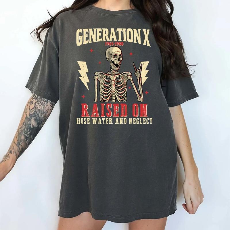 Gen X 1965 1980 Vintage Funny Generation Retro Raised - Adult & Kids T-Shirts, Sweatshirts & Hoodies apparel design preview 1