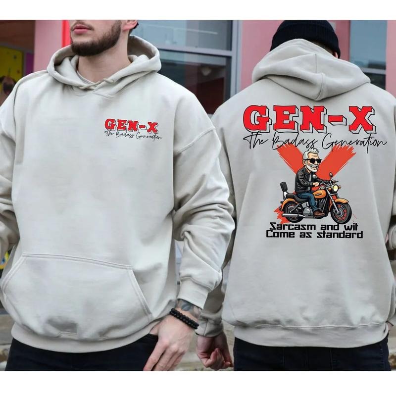 Gen X Badass Generation Two Sides Proud Member Raised - Adult & Kids T-Shirts, Sweatshirts & Hoodies apparel design preview 1