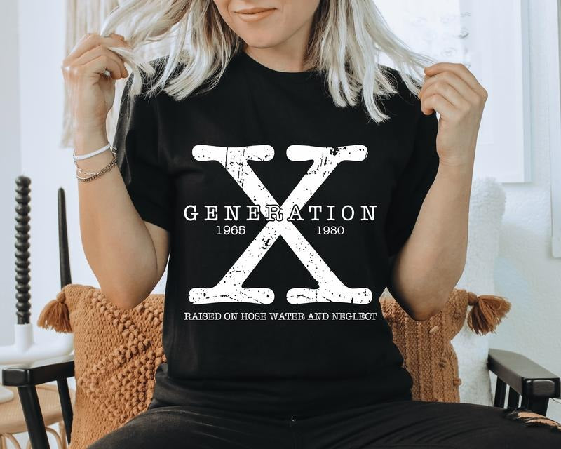 Gen X Distressed Generation Raised Hose Water Neglect - Adult & Kids T-Shirts, Sweatshirts & Hoodies apparel design preview 1