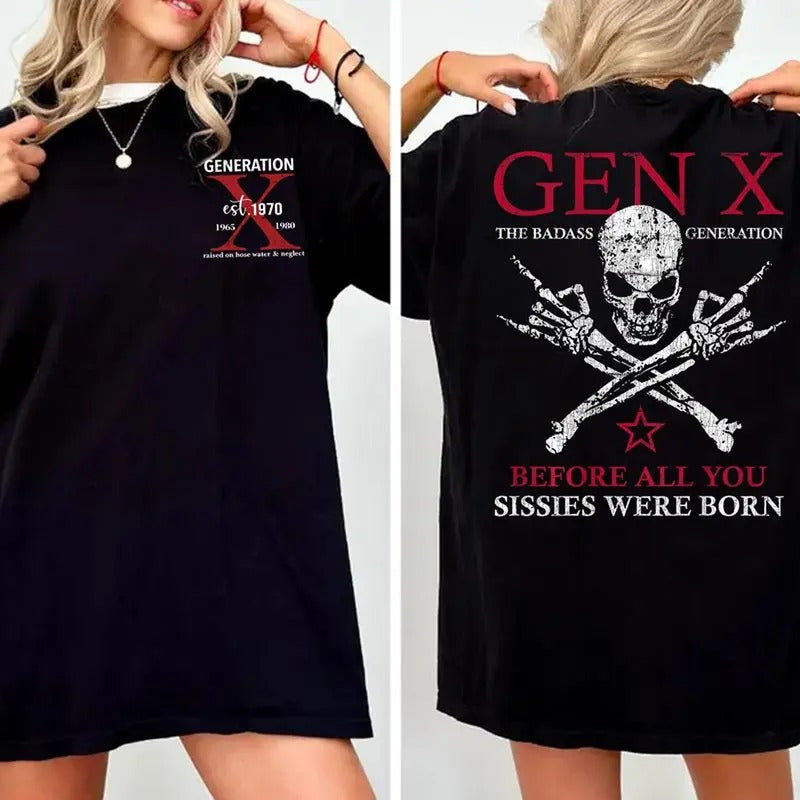 Gen X Badass Generation Craxy Skeleton Cotton Comfort - Adult & Kids T-Shirts, Sweatshirts & Hoodies apparel design preview 1