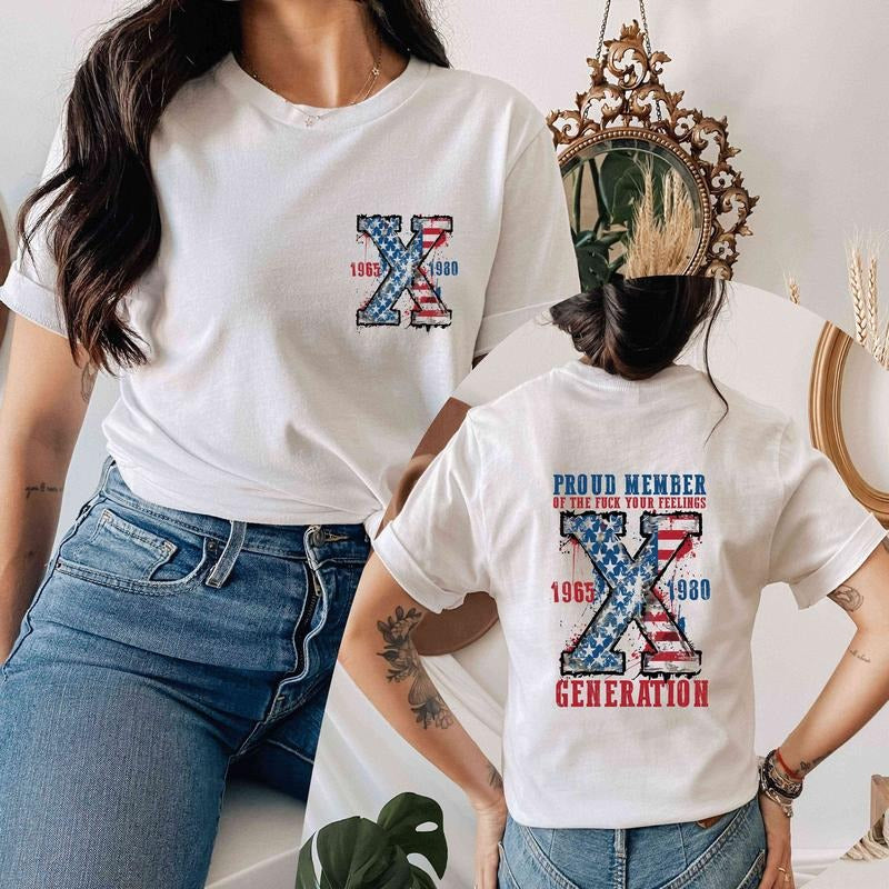Generation 4th July Proud Member American Flag Gen X - Adult & Kids T-Shirts, Sweatshirts & Hoodies apparel design preview 1