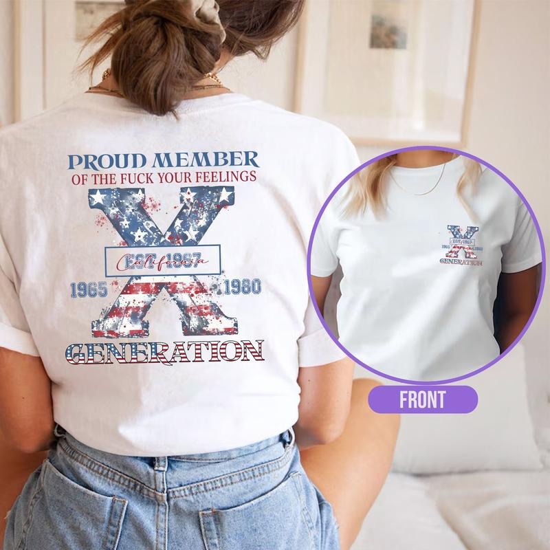 Generation 4th July Proud Member American Flag Gen X - Adult & Kids T-Shirts, Sweatshirts & Hoodies apparel design preview 1