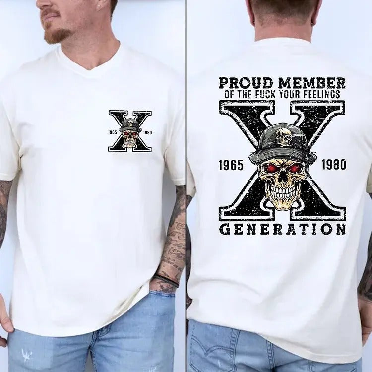 Generation X Skull Two Sides Proud Member Fck You - Adult & Kids T-Shirts, Sweatshirts & Hoodies apparel design preview 1