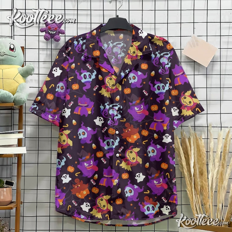 Gengar Halloween Pattern Hawaiian - Adult & Kids T-Shirts, Sweatshirts & Hoodies apparel design preview 1