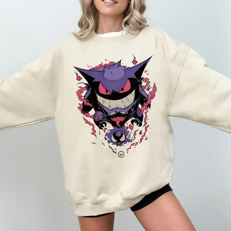 Gengar Ghost Dark Kaiju Japanese Anime Movie Film - Adult & Kids T-Shirts, Sweatshirts & Hoodies apparel design preview 1