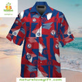 Texas Rangers Hawaiian Geometric Red Blue Baseball - Adult & Kids T-Shirts, Sweatshirts & Hoodies apparel design preview 1
