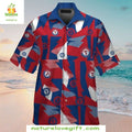 Texas Rangers Hawaiian Geometric Red Blue MLB - Adult & Kids T-Shirts, Sweatshirts & Hoodies apparel design preview 1