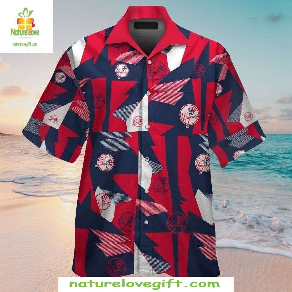 NY Yankees Hawaiian Geometric Shapes Scattered Logos - Adult & Kids T-Shirts, Sweatshirts & Hoodies apparel design preview 1