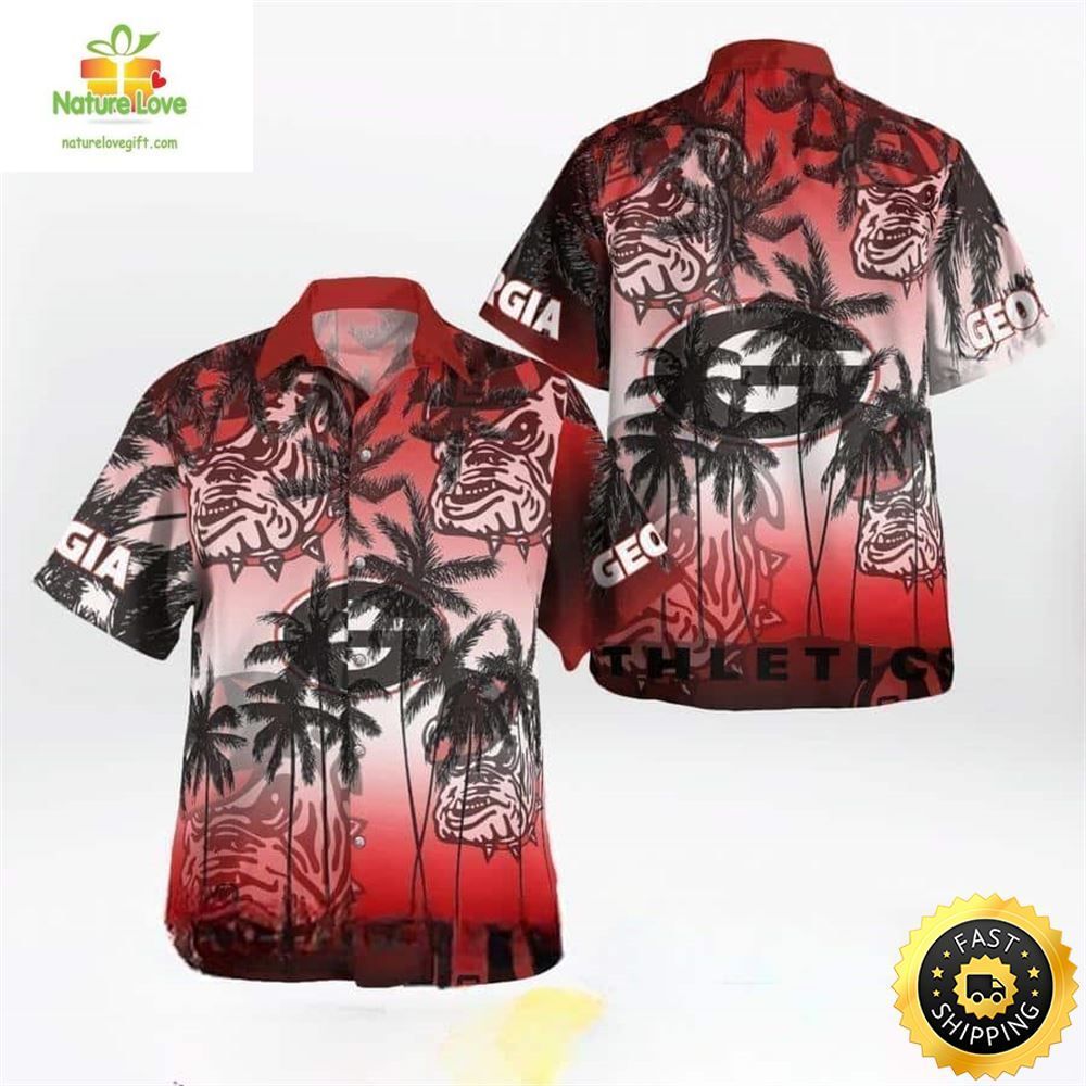 Georgia Bulldogs Hawaiian NCAA UGA Palm Tree - Adult & Kids T-Shirts, Sweatshirts & Hoodies apparel design preview 1