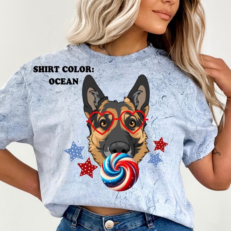 German Shepherd July 4th Dog Relaxed Fit Printed USA - Adult & Kids T-Shirts, Sweatshirts & Hoodies apparel design preview 1