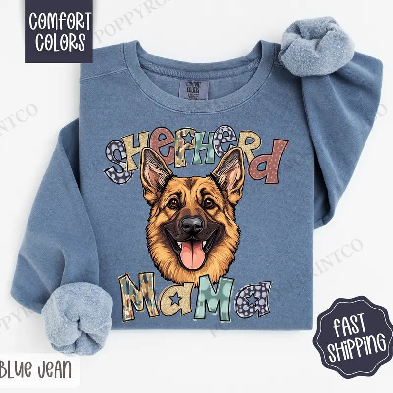 German Shepherd Mama Comfort Colors Cute Dog Mom - Adult & Kids T-Shirts, Sweatshirts & Hoodies apparel design preview 1