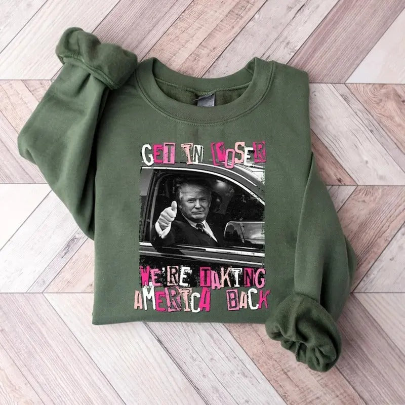 Get Loser Were Taking America Back Funny Trump Hot - Adult & Kids T-Shirts, Sweatshirts & Hoodies apparel design preview 1