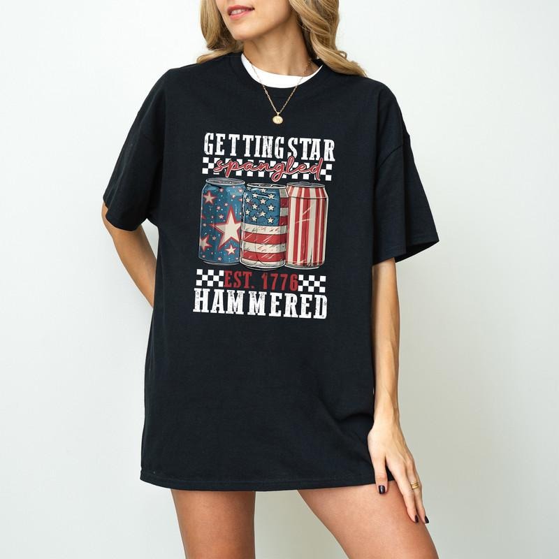 Getting Star Spangled Hammered America Funny 4th July - Adult & Kids T-Shirts, Sweatshirts & Hoodies apparel design preview 1