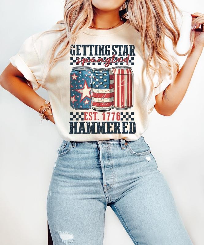 Getting Star Spangled Hammered Memorial Day 4th July - Adult & Kids T-Shirts, Sweatshirts & Hoodies apparel design preview 1